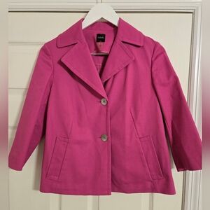 Rafaella pink button front Cotton Blend jacket size 4 pockets